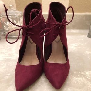 Aldo Burgundy Suede Tie Pumps
